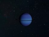 A captivating image of the planet Uranus displaying its rings against a starry space backdrop.