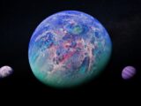 a group of planets in the dark sky