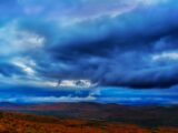 brown field under gray clouds