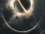 Spaceship near a glowing black hole accretion disk