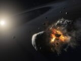 an artist's impression of a collision between two planets