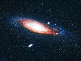 blue and red galaxy illustration