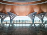Modern architectural interior with panoramic windows