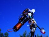A sophisticated telescope pointing towards the starry night sky, perfect for astronomy enthusiasts.
