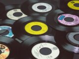black vinyl record on black vinyl record