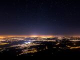 aerial view of city lights during night time