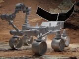 an artist's rendering of a mars rover on a rocky surface