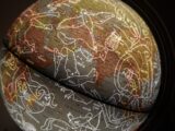 brown and white printed textile