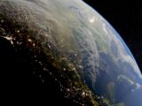 View of earth from space at night