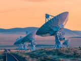 a group of satellite dishes